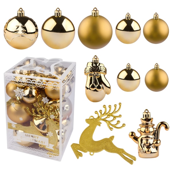 Jule-minipakke med 30-8,5 cm dråbekugler (guld)