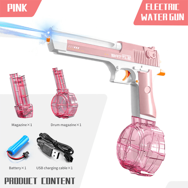 Lätt Elektrisk Vattenpistol, Elektrisk Vattenpistol för Vuxna och Barn, 500ml, 2 i 1 Elektrisk Vattenpistol, Sommarleksaker för Vuxna, Pojkar, Flickor från (Rosa) pink