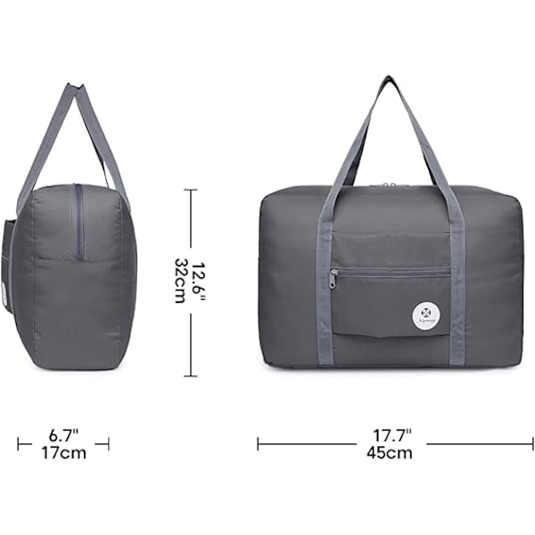 Spirit Airlines Foldbar Rejsetaske til Personlige Ejendele, 18x14x11 Foldbar Rejsetaske, Overnatningstaske Håndbagage til Kvinder og Mænd Grey
