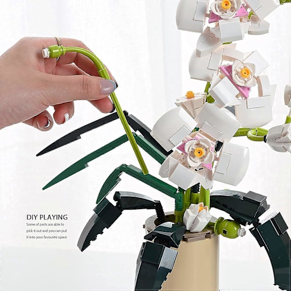 Orkidéväxt Dekorativa Blommor Bukett Byggset, Blommor Bonsai Kreativ Byggprojekt för Vuxna (588 Stycken)