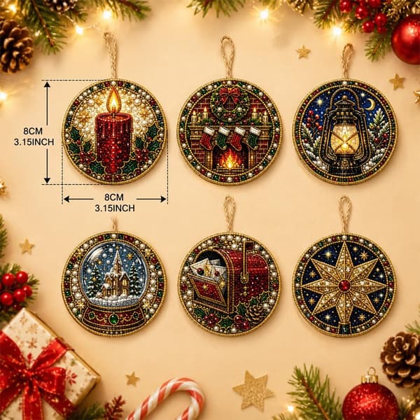 Juleperlepynt 6-pak DIY Diamond Art til voksne – Style 6