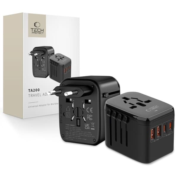 Tech-Protect Rejseadapter EU / UK / US / AU Sort 150