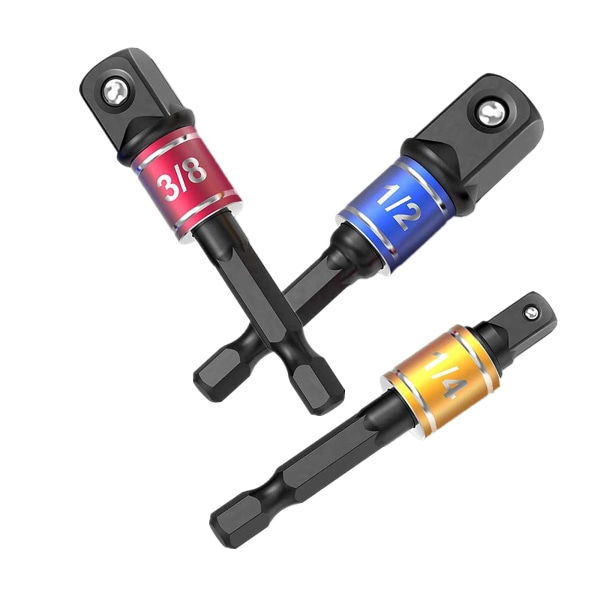 Impact Driver Socket Adapter Set (3 st/set: 1/4\", 3/8\", 1/2\")
