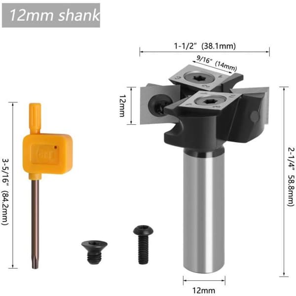 12 mm planfræser 45 mm skaft med 22 skær til overfræser