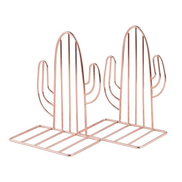 1 Pair of Children's Bookends,Cactus Design Bookends (Rose Gold)