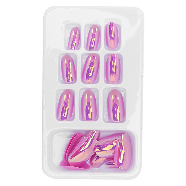 Glitter French Ballerina False Nails 24Pcs Coffin Long Artificial Tips for Nail Salons DIY Nail Art - 12 Sizes