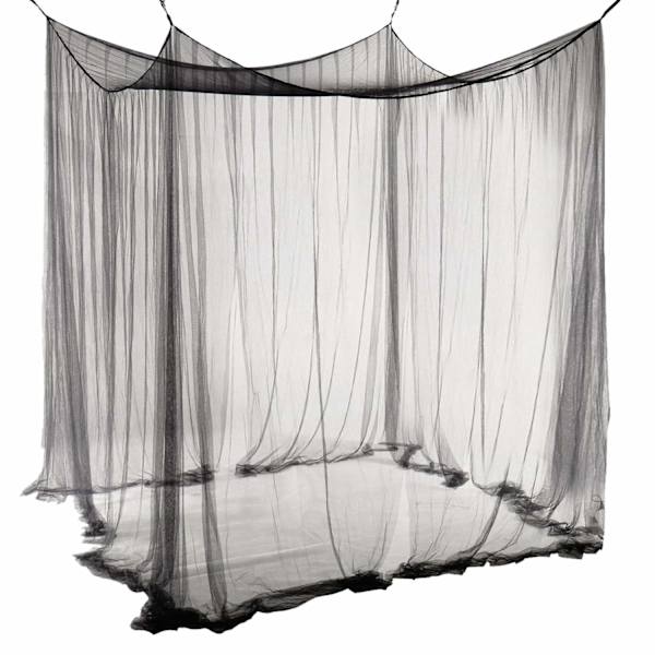 Dubbel Myggnät Svart 4 Sänghimmel 74H x 82L x 94W tum