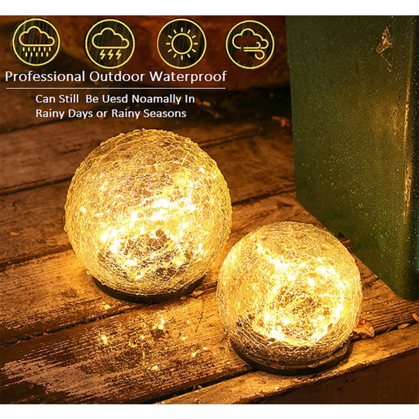 1 Pack LED Christmas Cracked Ball Solar Lights