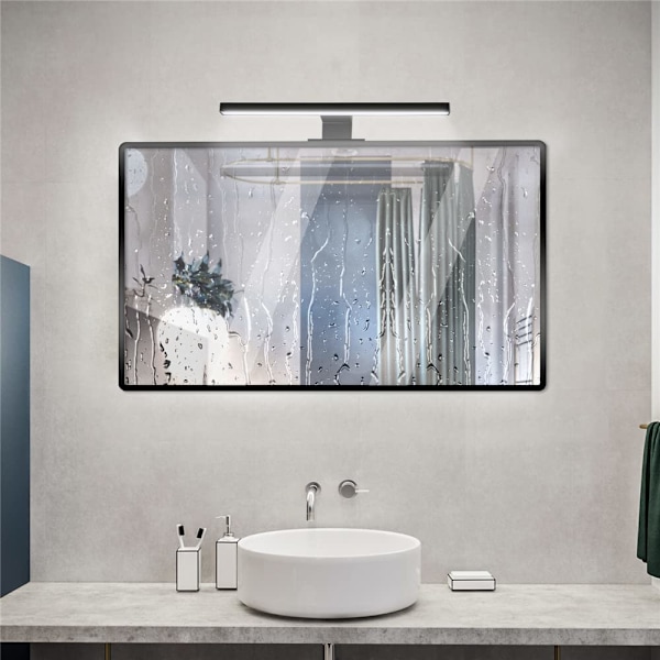 LED Sort Badeværelsesspejl Lampe 5W 30cm 400lm, Skabslys Kold Hvid 6000K, IP44 Vandtæt Klemmelampe til Badeværelsesmøbler (300mm)