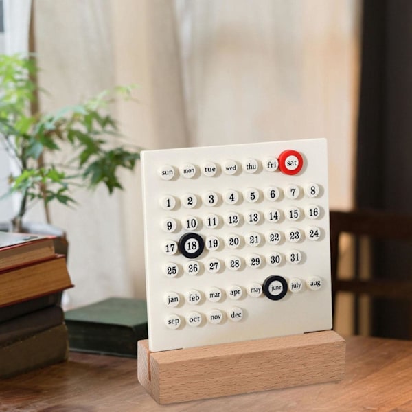 Evighetskalender Datum Handgjorda DIY Ornament Skrivbordskalender för Kontorsmaterial Hem Kök Dekor, Vit