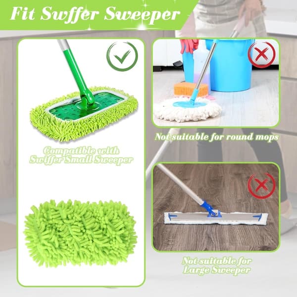 Stykker Mikrofiber Moppeklude til Swiffer Sweeper Moppe Refill Dampmoppe, Vådservietter Betræk Genanvendelige Vaskbare Moppepuder til Flisegulve-FA-