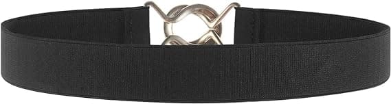 Kvinners elastiske, tynne midjebelte, enkel stil, elastisk belte for jeanskjoler, svart
