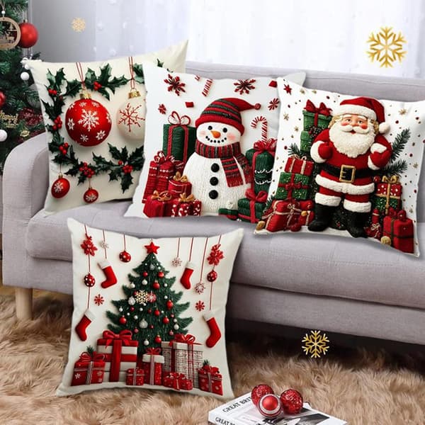 Festlige juleputetrekk sett med 4 45x45cm (JJ)