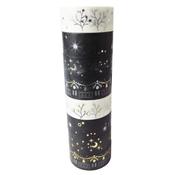 Washi tape, dekorative tape, sæt med 4 sølv + 4 gyldne