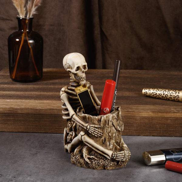 Kranium Penneholder Skeletnøgleholder Organizer Tilbehør