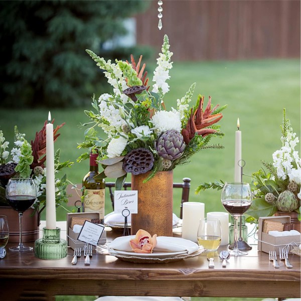 Ljushållare Set med 3, votiv värmeljushållare i glas för koniska/pelare/värmeljus, Ljusstakar för bordets mittpunkt, bröllop, födelsedag