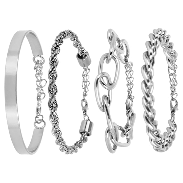 Metallänk Armband Set - Kedjebandsset för Kvinnor Flickor - Fashion Pärlor Chunky