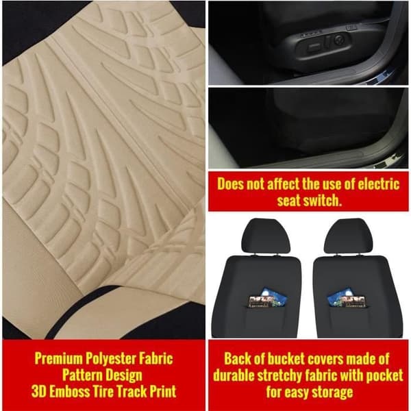 Autostolsbetræk - YYV - Universal - 9-delt sæt - Beige - Polyesterstof