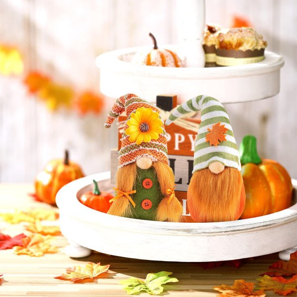 Thanksgiving Day Plysj Gnome Decor, Bursdag 2 stk, 7,9 tommer