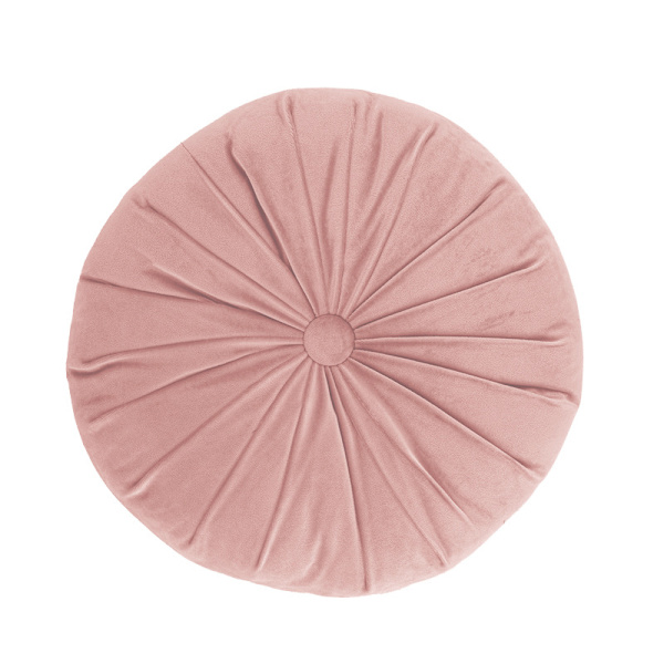 Rund Velvet Pute i Ensfarget, Pumpeform, Pleddpute, Hjemmedekor, Gulvmatte, Rosa
