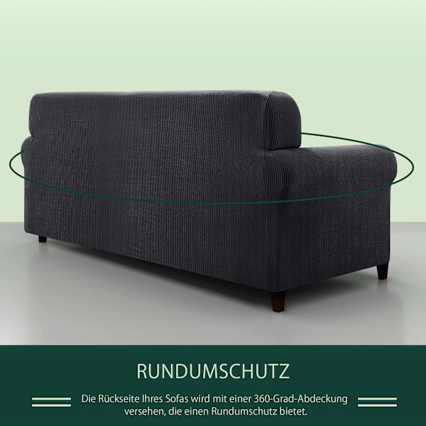 1 stk Sofaovertrekk med stretch Jacquard armlene (1 sete, grå)