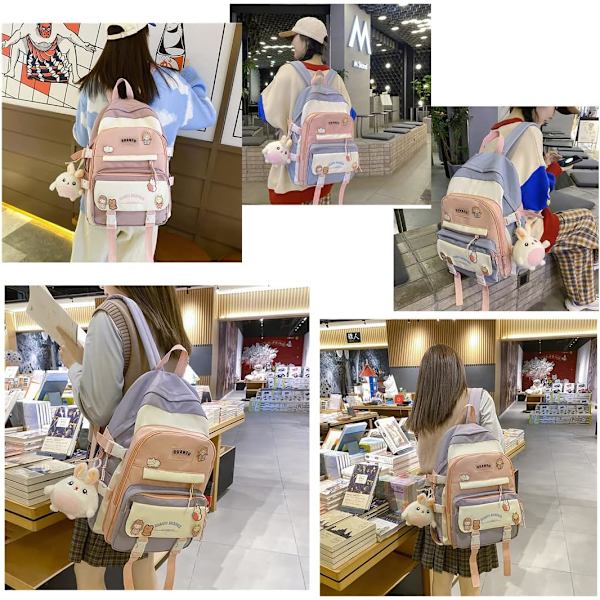 Kawaii Ryggsekker for Jenter, Tenåringsjenter Casual Daypack (Svart)