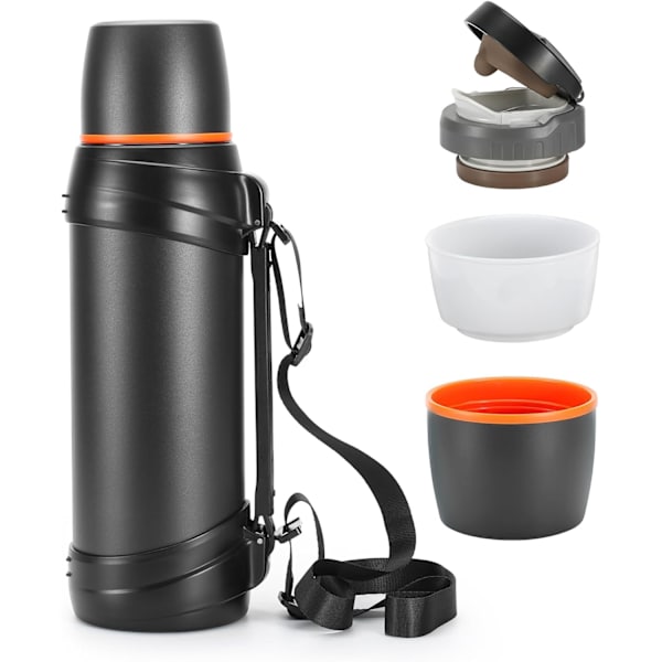 2,5 l Isolerad Termosflaska i Rostfritt Stål för Resor med BPA-Fri Mugg - Stor Vakuumflaska black