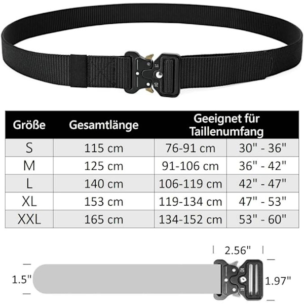 Taktisk bälte, unisex militärbälte med snabbspänne i metall, nylonbälte för utomhusbruk, arbete, militär, fritid, jakt - Presentförpackning