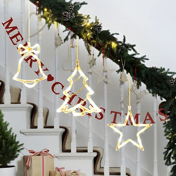 3 stk. julevindulysdekor LED sugekopplampe