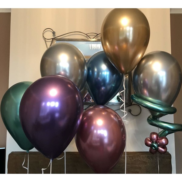 Metalliske ballonger, 50 STK 12 tommers skinnende ballonger