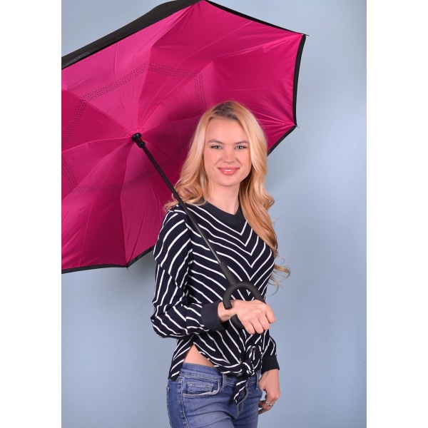 Mænd og kvinders vendbare vindafvisende paraplyer - Automatisk åbning og lukning