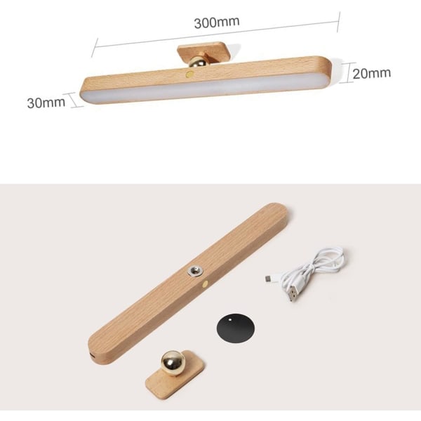 Væglampe Træ LED Dæmpbar Med Touch-kontakt Og Batteri Væglampe Nattelys 360° Drejelig Væglampe Til Soveværelse Køkken