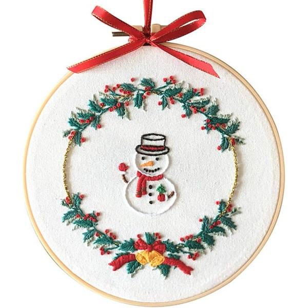 Broderi-kit Merry Christmas Ornament Snowflake Krans Fullt utbud av broderistartsatser för nybörjare Vuxna Barn DIY Handgjorda enkla mönster