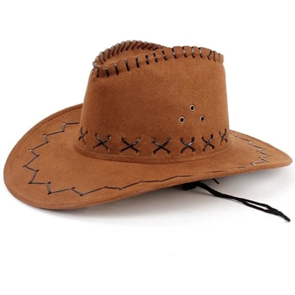 Cowboyhatt Mocka Cowboyhatt bred brättad västerländsk filt cowboyhatt för män kvinnor,brun