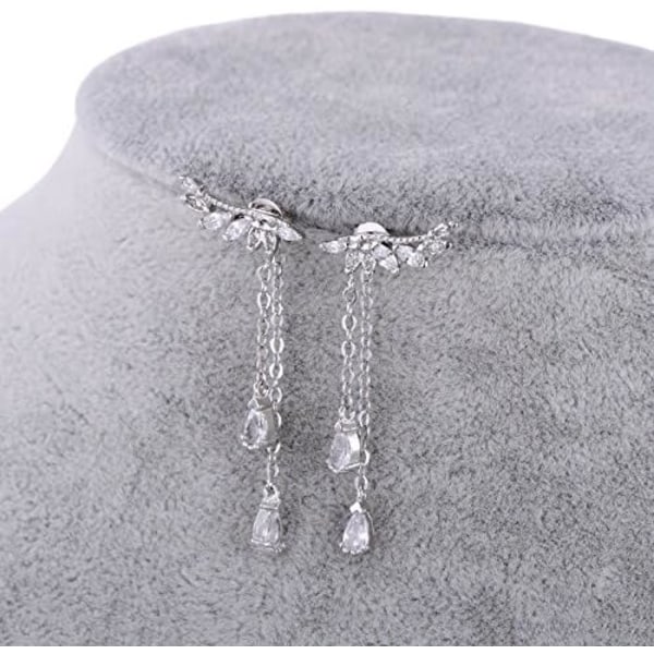 925 Sterling Silver Crystal Dangle Ear Cuff örhänge för kvinnor