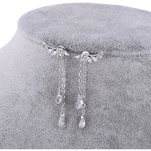 925 Sterling Sølv Krystal Dangle Øre Manchet Ørering til Kvinder