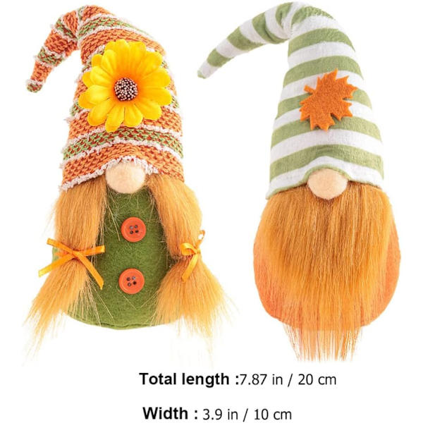 2-pack tomtenissar i plysch, Thanksgiving-dekor, handgjorda (randig hatt)