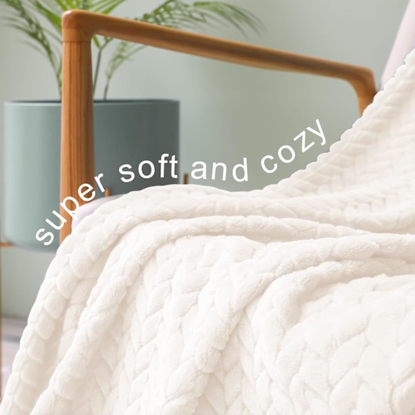 Stor Flanell Fleece Pledd, 180*200 CM Sofapledd, Myk Jacquardvevd Bladmønster Pledd for Sofa