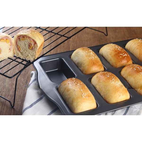 2-pack Mini Brödform - 8 Håligheter Icke-klibbig Mini Brödform Browniekakaform Brödformar Kolstål Bakform