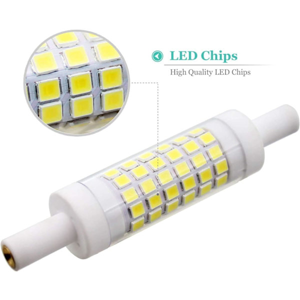 2 LED-lampor R7S 78 mm 5W 15 x 78 mm, Kallt vitt 6000K, 220V