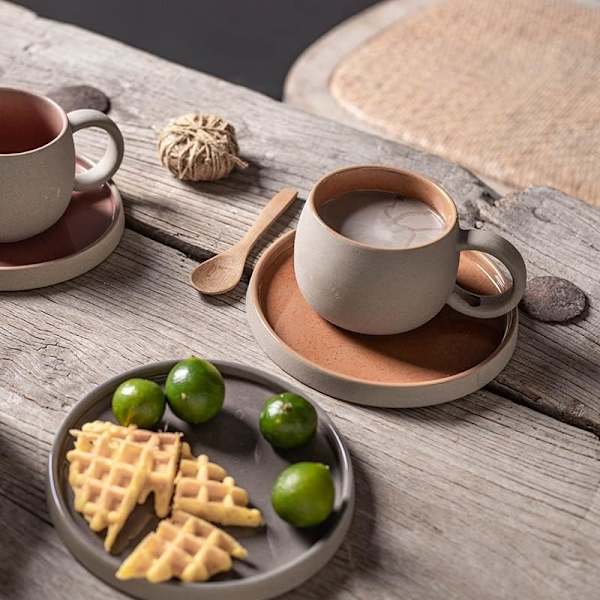 Eksklusivt håndlavet keramisk sæt kaffekrus high-end kontor eftermiddagste dessertskål blomster te kop