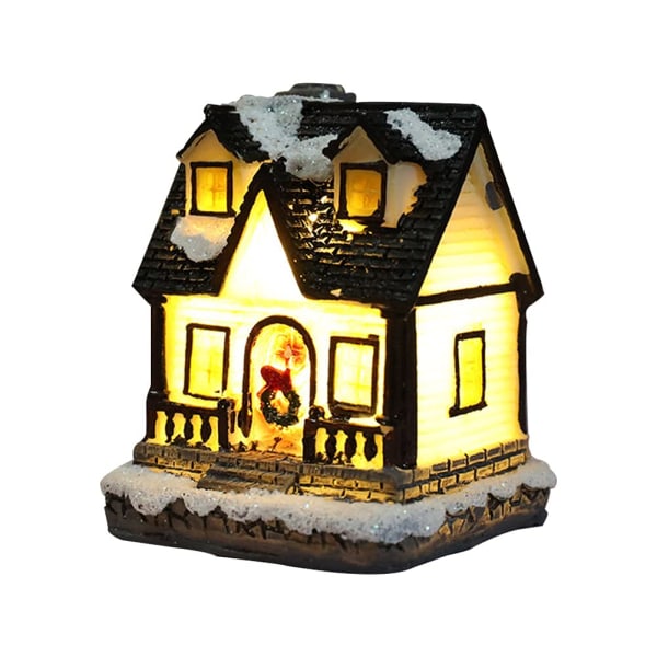Juledekorasjoner, Mini Resin House Statue med lys