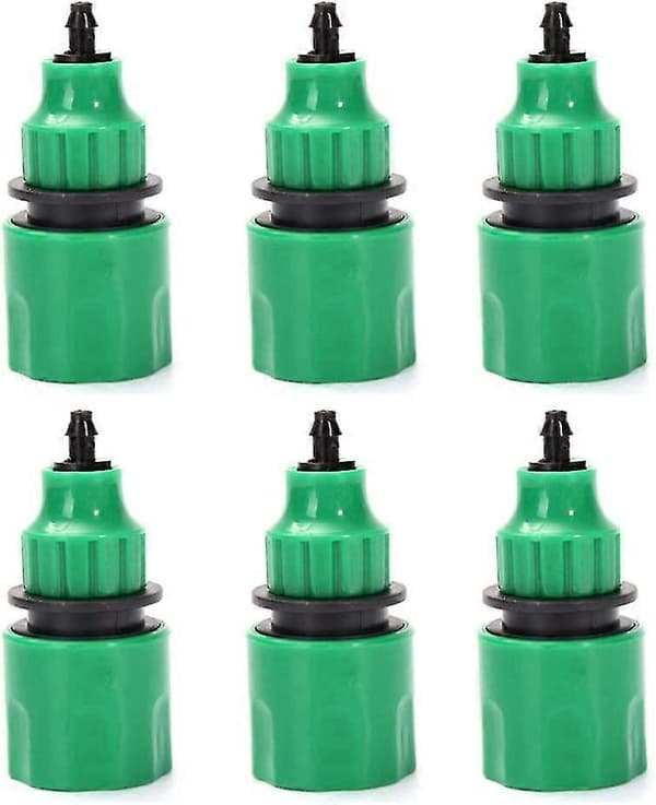 Envägs trädgårdsslangadapter, krankoppling, lämplig för bevattning, 6-pack