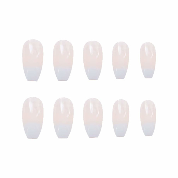 Nude Gradient Hvide Falske Negle Blanke Mid-length Falske Negle
