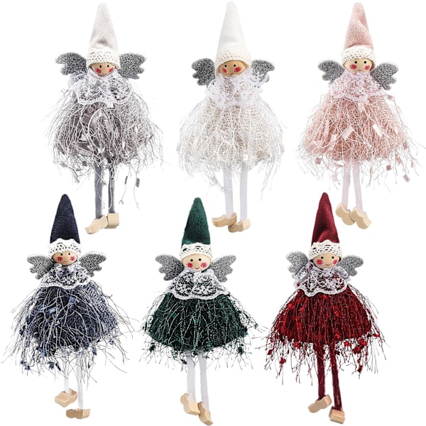 6 stk juledukkehengende ornamenter juletre (6 farger)