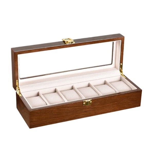 Klockförvaringslåda Klockdisplayhållare Etui Brun (6 platser)