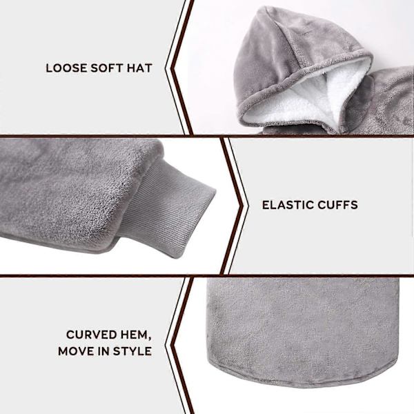 Hetteteppe, Oversized Sherpa Hettegenser, Bærbar Hettegenser-Teppe, Supermyk Varmt Komfortabelt Teppegenser, En Størrelse