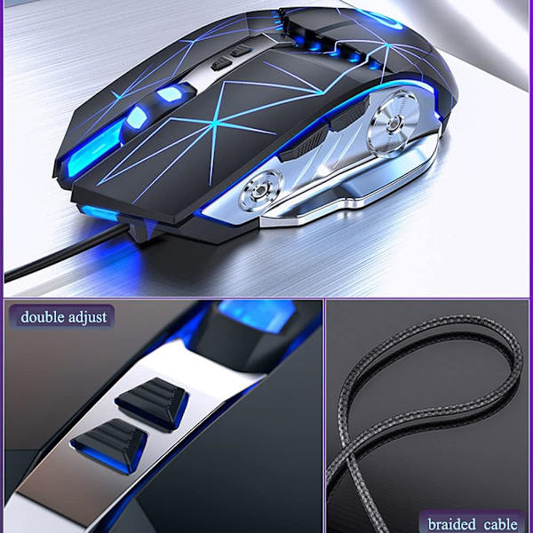 RGB Multifarvet Ekstern USB Trådløs Spilmus Lydløs Mekanisk Spilmus RGB Lys 3200 DPI 7 Knapper til Bærbar Computer Desktop Computer