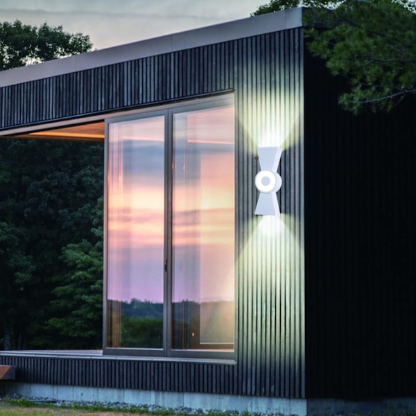 LED Seinävalaisimet 12W Sisä- ja ulkokäyttöön Moderni Seinälamppu IP66 Vedenpitävä LED Ylös ja Alas Seinävalot - Lämmin Valkoinen Valo (Valkoinen)