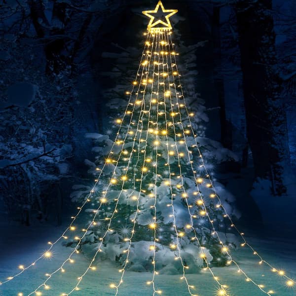 317 LED juletrelyslenke, 32 cm diameter stjernelysgardin